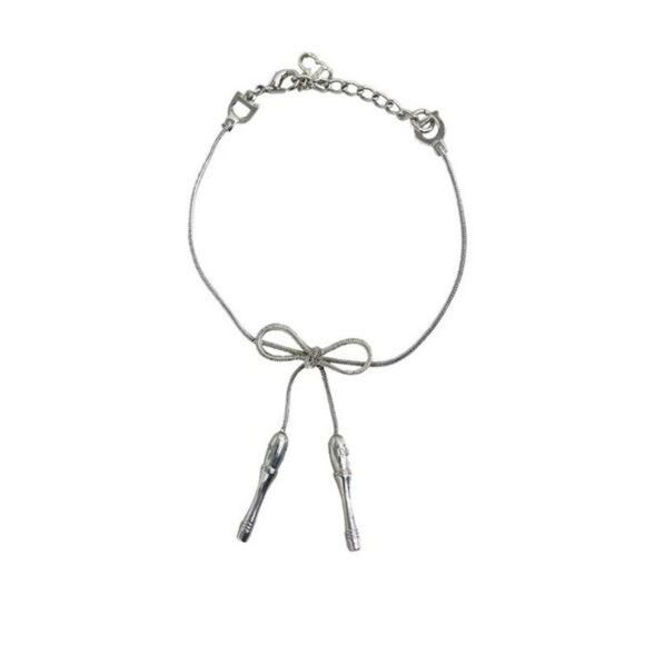 Dior Jump Rope Ribbon Motif Silver Metal Bracelet - Picture 1 of 4